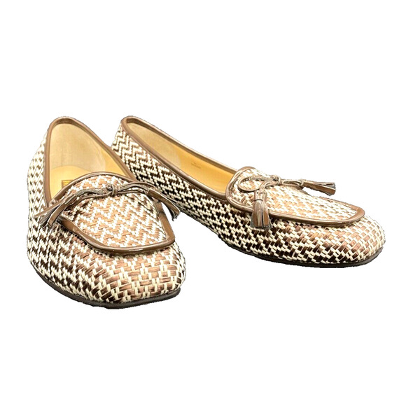 Pre-owned Enzo Angiolini Flats Loafers Women's Slip-On Brown White Flats Size 8 - Picture 2 of 9